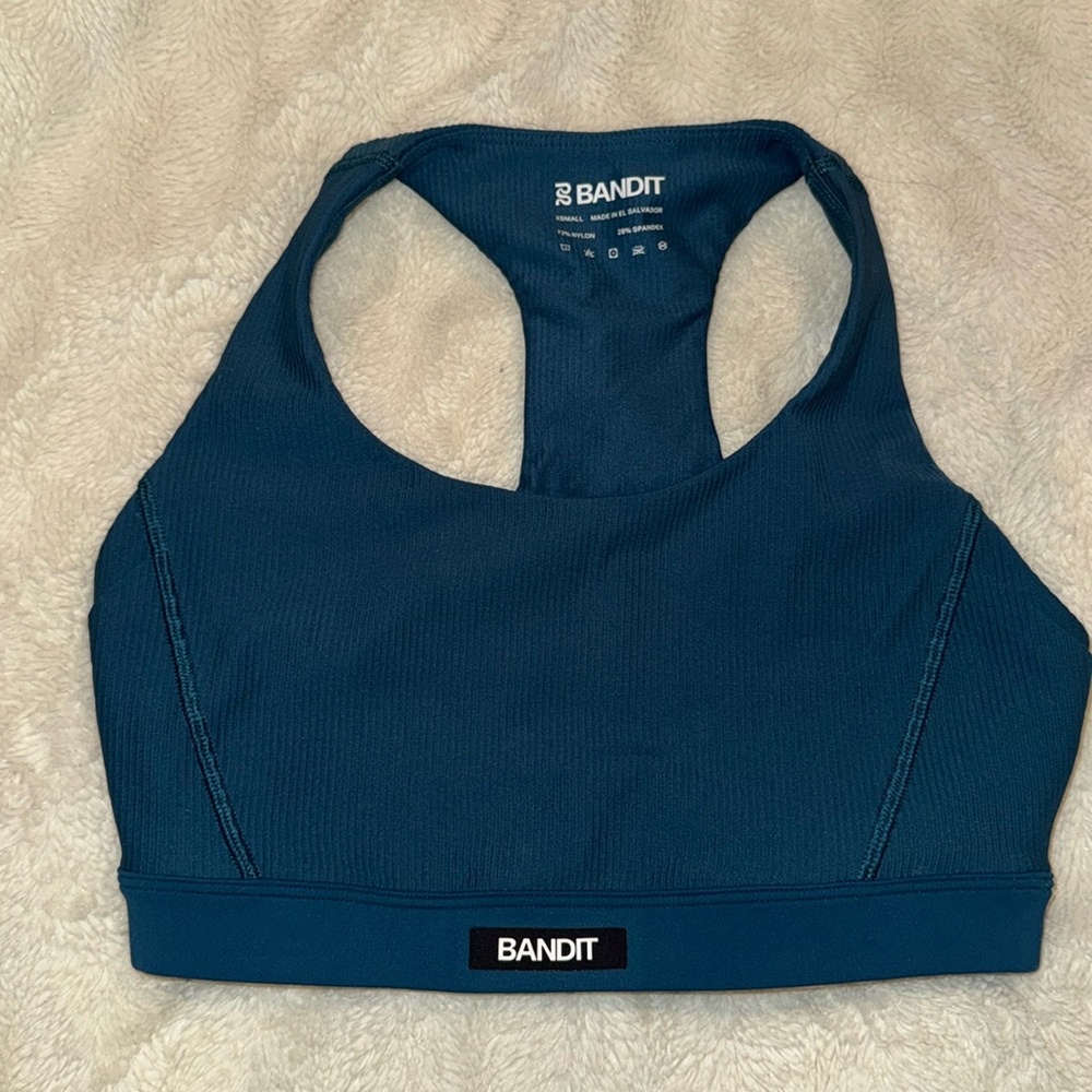 XS Bandit Cadence scoop neck run bra deep teal